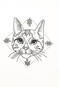 Рукопис малого свіжого кота геометричні татуювання татуювання лінія візерунок
