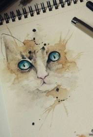 European and American splash ink color cat tattoo pattern manuscript