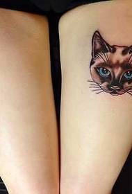 Leg cat tattoo pattern