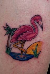 Hoahoa tattoo Pink flamingo i roto i te wai