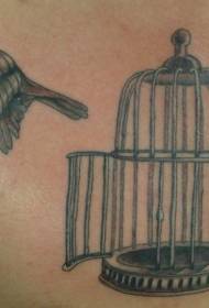 Pták létající z tetování ptačí klec