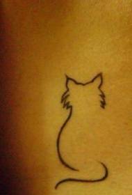 猫的轮廓简约线条纹身图案