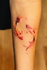 Tatuagem de peixe pequeno, belo grupo de fotos de peixes de tatuagem