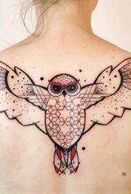 Crno crvena sova uzorak tetovaže za djevojke koje se bave natrag