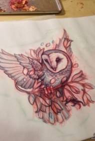 Европейски и американски училищен ръкопис за татуировка на сова