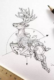 Iphethini ye-geometric totem deer tattoo yama-mbhalo wesandla