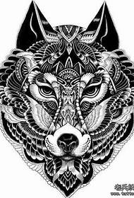 European le American totem wolf head tattoo patterns manuscript