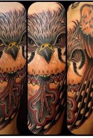 Leg color old school owl tattoo picture
