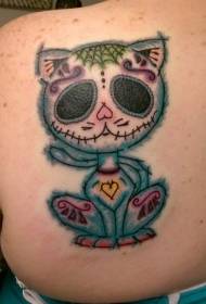 다시 색상 멕시코 스타일 고양이 문신 패턴