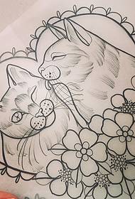 Новая школа маленькая свежая кошка любовь сердце татуировка тату рукопись