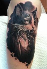 Dressed cat portrait tattoo pattern