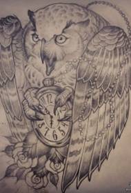 European uye America chikoro owl wachi tattoo maitiro manuscript