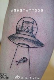 小腿的太空猫咪纹身图案