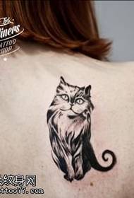 Padrão de tatuagem de ombro preto cinza gatinho