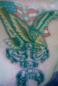 Steinadler und amerikanische Flagge Buchstaben Tattoo Muster