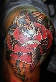 Új iskolai térdszínű rózsa sas tetoválás mintával