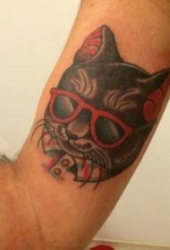 Kočičí portrét tetování portrét s brýlemi