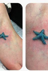 Starfish tatuiruotė ant pado