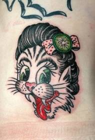 Beautiful cat girl color tattoo pattern