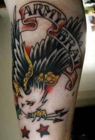 Motif de tatouage old school eagle et lettre