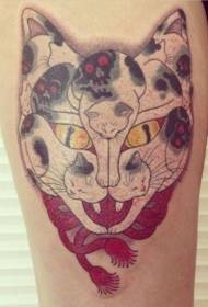 Lår kreativ mångfaldig kattkombination tatuering mönster
