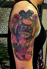 Taʻalo peony cat tattoo pattern