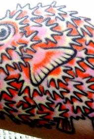手臂彩色漂亮的怪鱼纹身图案