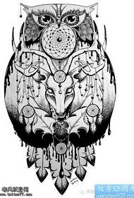 Manuscript owl tattoo pattern