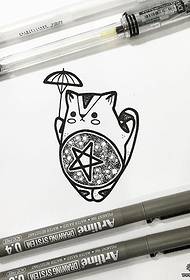 Small fresh star cat tattoo pattern manuscript