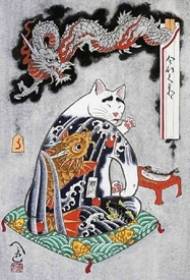 O debuxante ukiyo-e de temática gata Tanaka Hideo