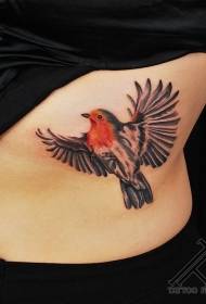 Jednostavni uzorak tetovaže leteće ptice sa bočnim rebrom