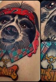 Kırmızı başörtüsü giyen köpek avatar dövme deseni
