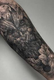 Modèle de tatouage hibou noir bras dessinés à la main noire