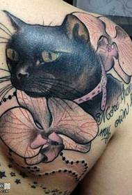 Modello di tatuaggio gatto spalla