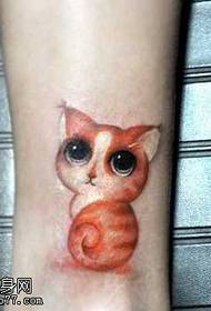 Padrão de tatuagem de gato super fofo nas pernas