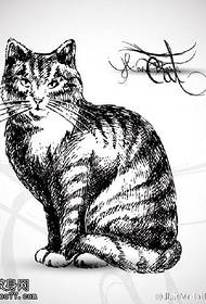 Hand drawn cat tattoo pattern