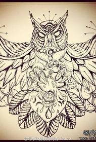Sketch owl tattoo rubutun hannu yana aiki