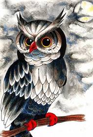 თანამედროვე owl tattoo მასალა ხელნაწერი