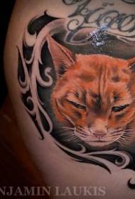 Kaunis väri surullinen kissa avatar tatuointi malli