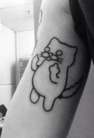 Schoolgirl arm on black simple line cartoon small animal tattoo picture