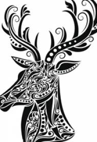 Black line sketch usoro ihe osise nke obere ederede antler tattoo ọhụrụ ohuru