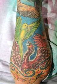 Wapen kleurrijke verschillende vogel tattoo patroon