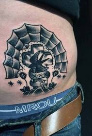 Belly black memorial statue tattoo pattern