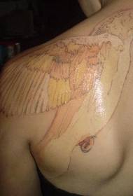 Model de tatuaj de pasăre alb foarte frumos pe umăr