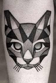Een set zwarte kitten tattoo-ontwerpen in een steekstijl