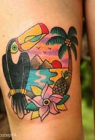 Leg toucan tattoo pattern