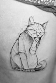9 imatges d’un grup de tatuatges de gatets en blanc i negre treballen sobre gats