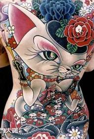 Натраг мачка тетоважа узорак