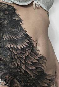 Model de tatuaj bufniță gri negru de burtă