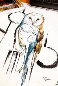 Naskah pola tato owl Eropa lan Amerika